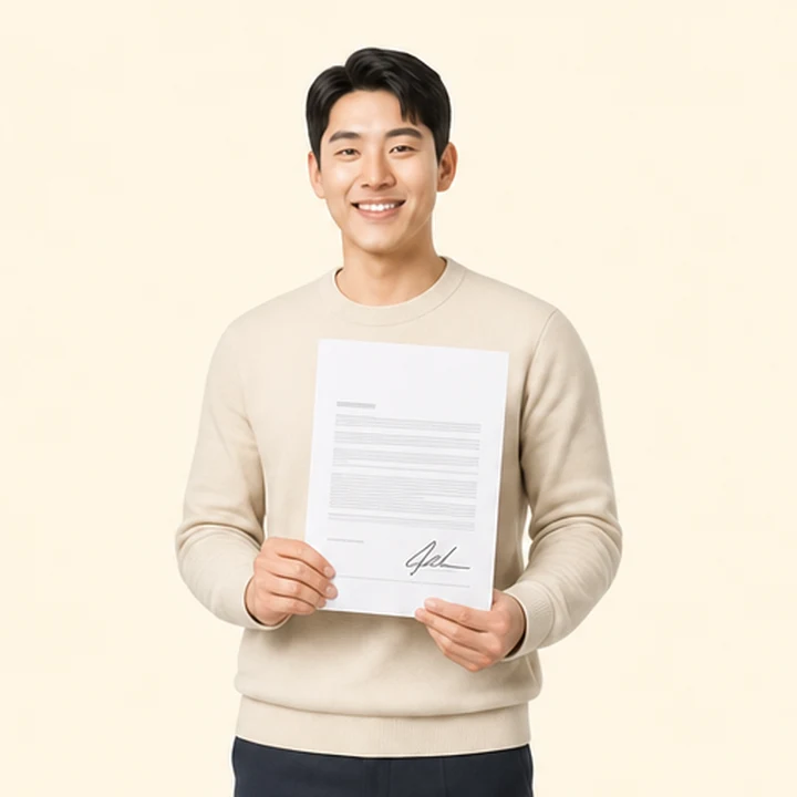 신용회복 장기렌트 서면 견적서를 들고 있는 고객